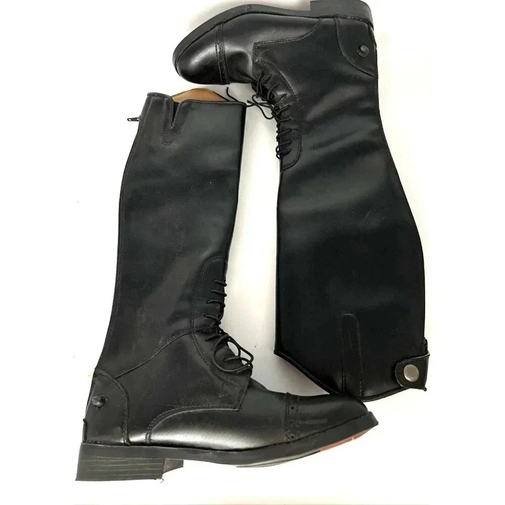Equistar Womens Equestrian Boots Sz 7C Black Field Tall Riding Synthetic